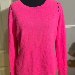 Vibrant Pink Crew Neck Sweater 100% cashmere